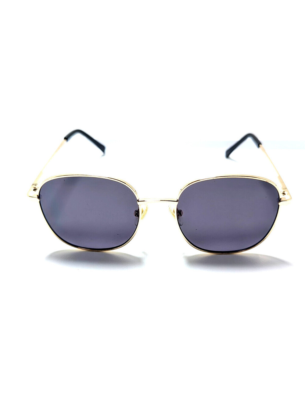 SOJOS SJ1137 C2 JL Unisex Gold Round Sunglasses Black Lens 51-21-149 UV